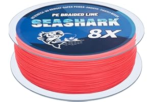Seashark Línea de pesca trenzada de color que nunca se desvanece, 8 hebras, línea de pesca de polietileno súper fuerte, resistente a la abrasión, alambre de pesca cero estiramiento, excelente tracción