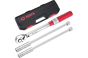 VANPO Chiave Dinamometrica 3/8'', 5-60Nm Chiavi Dinamometriche Manutenzione Set, Precisione ±3% con Estesa Universale Presa per Candela Magnetica