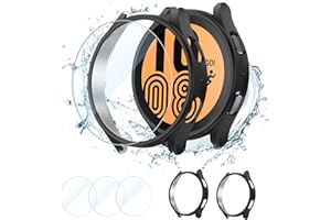 CAVN [3+2 Stück Schutzfolie Kompatibel mit Samsung Galaxy Watch 4 44mm, Wasserdichtes Glas Schutz +PC Schutzhülle Displayschutzfolie Displayschutz Hülle Gehäuse Panzerfolie
