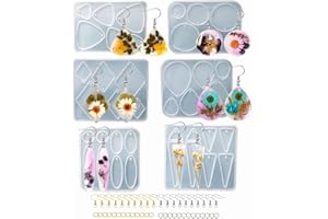 Accfore 6 stampi per orecchini in resina, in silicone, per realizzare orecchini, accessori per fai da te, orecchini da donna, orecchini in resina epossidica
