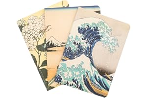 GRUPO ERIK Kokonote Hokusai The Great Wave off Kanagawa Pack Of 3 A6 Notebooks | A6 Notebook | Notebooks A6 | Notepads A6 | A6 Notepad | Cute Stationery | Cute Gifts