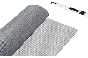 JULIYEH Rotolo zanzariera Fibra di Vetro Porta Finestra, 1,2 x 2,5 m, Rete per Zanzariera Accoppiabile Rotolo Tela Grigio Schermo con Spazzola per la pulizia
