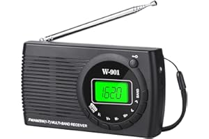 Padwa Lifestyle Mini radio, zasilanie bateryjne, radio kieszonkowe z wyświetlaczem na ekranie, gniazdo słuchawkowe, przenośne radio z zasilaniem bateryjnym Aa, na wędrówki i kemping