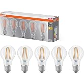 OSRAM LED Filament Lamp A60 Bulb Shape E27 7W 806lm IP20 | LED Base Classic A 60 Filament, LED Lamps, Clear, 60mm Dia, 10000h