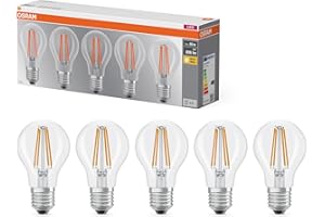 OSRAM Lampe LED Filament Base A60 forme d'ampoule 7W 827, 2700K blanc chaud, E27, transparente, 806 lm, résistante aux chocs et aux vibrations
