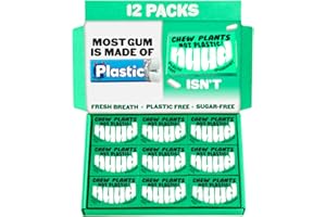 Nuud Plastic Free Chewing Gum | Plant Based | Aspartame Free | Xylitol | Biodegradable | Sugar Free Chewing Gum | 12 Packs of 9 Pieces (Spearmint)