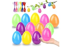 NTGFU Ea Easter Egg Decorations 3.5In(9cm)- 36PCS Large Easter Hanging Eggs for Trees Bulk with Hinge Fillable Colorful Plastic Eggs for Easter Hunt Filling Treat Party Favor Easter Basket Stuffers