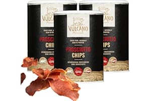‎VULCANO Prosciutto Protein Chips schonend luftgetrocknet, natürliche Zutaten, Eiweißreich 57%, Snack für Unterwegs, Österreichisches Qualitätsprodukt, Erhöhte Tierwohlkriterien (Prosciuttochips 3er Pack)