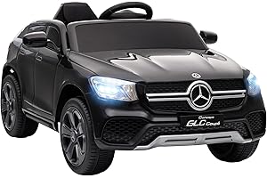 AIYAPLAY Mercedes-Benz GLC Coupe Licensed Kids Ride on Car, 12V Battery Powered Kids Electric Car with Remote Control, Soft Start, LED Light, Music, MP3, 3 Speed, for 3-6 Years, Black