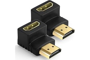 AXFEE 2PCS Right Angle HDMI Adapter, 90 Degree Male to Female HDMI Connector, Supports 4K & 3D, TV, Projector, Monitor, Laptop