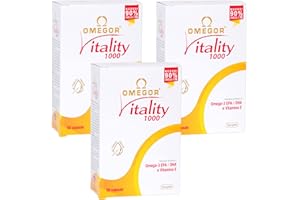 Omegor Vitality 1000 - Huile de Poisson Sauvage avec 90% d'Oméga-3 TG, 60 Gélules, Lot de 3