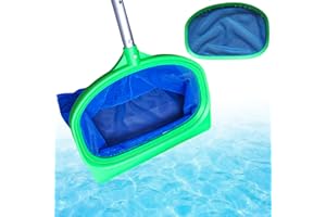 ASFRODE Épuisette de piscine avec filet profond à mailles fines - Épuisette de fond - Épuisette de fond - Épuisette profonde à double couche - Cadre en plastique extra stable - Pour piscine, étang, spas à