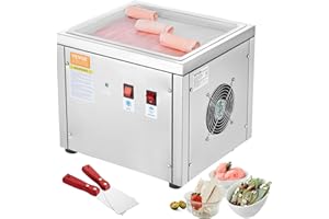VEVOR Maschine für frittierte Eisrollen, 28 x 24 x 2 cm Pfanne zum Frittieren von Eis, Eismaschine mit Kompressor und 2 Schabern, zur Herstellung von Eis, Gefrorenem Joghurt und Eisrollen