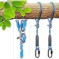 BeneLabel 2pcs Swing Rope, 200cm Hammock Strap Adjustable Polyester Extension String with Carabiner for Hanging Chair Tree Beam Playground Set Suspension Kit, 1000lbs / 10mm Diameter, Blue