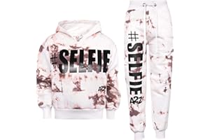 A2Z 4 Kids Bambini Ragazze Ragazzi Tuta Progettista Camo Viola #Selfie Stampare Vello Cappucciato Crop Top Bottom Jogging Tuta Jogger Età 5-13 Anni