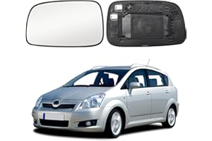 TIVEKEO Cristal de Espejo Reemplazar para Toyota Corolla Verso 2004-2009, Retrovisor Exterior Ajustable Adecuado Lente de Marcha Atrá, Espejo Retrovisor Calefactable (Lzquierd)