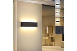 KUKAK LED Applique Murale intérieur,10W 3000K/4000K/6000K Lumière Lampe Murale,Moderne Aluminium Luminaire Murale,Up Down Éclairage,Appliques Murales pour Chambre,Couloir,Salon, Escalier 33CM Noir
