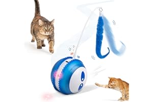 Pet Prime Interactive Cat Toy for Indoor Cats Automatic Rolling Ball Toys with LED Light for Kittens
