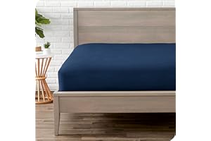 Bare Home Fitted Bottom Sheet Double - Premium 1800 Ultra-Soft Microfibre - Ultra-Soft Wrinkle Free - Deep Pocket - 35 CM Deep - 15" Deep - Double Fitted Sheet (Double, Dark Blue)
