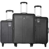 Safari Thorium Sharp Anti-Scratch Combo Set of 3 Black Small, Medium & Large Check-in 4 Wheel Hard Suitcase
