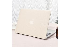 Vozehui Etui kompatybilne z MacBook Air 13 cali, 2022, 2021, 2020, 2019, 2018, A1932, A2179, M1, A2337, Touch ID, elegancka skóra z tworzywa sztucznego, twarda obudowa klawiatury, beżowe tkane