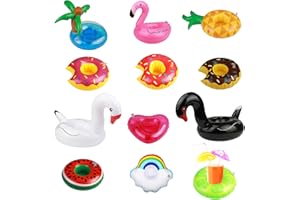 DKINY 12 Pcs Inflatable Drink Holders for Pool Inflatable Flamingo Cup Holder Floating Drinks Holder for Adults Kids Swimming Pool Hot Tub Vacations Beach Bathing