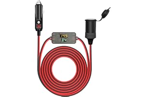 Hoembpn 2M 3-in-1 Batteria Monitor Tensione e Corrente Prolunga per Adattatore Presa Accendisigari Auto, Cavo di Prolunga per Accendisigari 12V/24V 10A con LED Voltmetro Amperometro per Camion Camper