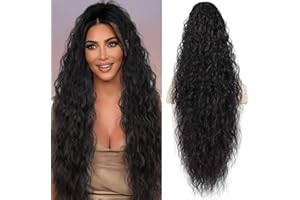PORSMEER Damen Pferdeschwanz mit Klammer, Lange Wellig Lockig Haarteil Zopf Haarverlängerung Claw Clip in Haarteil Ponytail für Frauen 75cm(Schwarz)