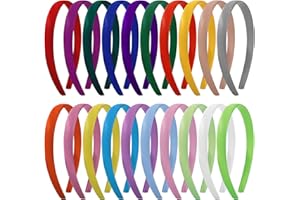 MENGH-SHOP Satin Stirnbänder Harte Stirnbänder Rutschfeste Haarbänder 15mm Breite DIY Haarschmuck für Damen Mädchen Mehrfarbig 20 Stück