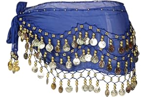 HOTMNTY Ceinture Danse Orientale Femme,Fille Foulard Danse du Ventre,Foulard À Sequins en Mousseline Soie Danse,Belly Dance Soie Foulard À Sequin Écharpe Déguisement,Écharpe De Hanche Belly Dance