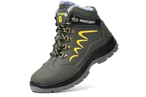 Blueskyli Sicherheitsschuhe Herren Damen Arbeitsschuhe S3 Leicht Wasserdicht Hoch Sicherheitsstiefel Winter Warm Gefüttert Schutzschuhe mit Stahlkappe