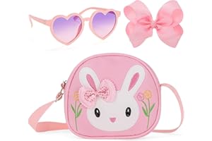 BTHRORO Torebka dziewczęca, mini torba na ramię królik okulary przeciwsłoneczne łuki do włosów Messenger torby dla dziewczynek prezenty na imprezę, Wielokolorowy