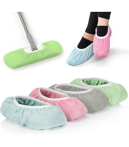 Chaussons Nettoyeurs Lavables TAFACE - Lot De 8 (4 Couleurs) - Absorption D'eau Et Antidérapants - 8