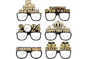 ‎LOMYLM 2024 Silvester Party Foto Zubehör, 2024 Frohes neues Jahr Dekoration Glitter Papier Gläser, Hallo 2024 Neuheit Brillen Gläser Cheers 2024 Neujahr Dekoration Zubehör