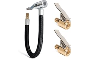 SPDYCESS Wąż do Pompowania Pompy Adapter do Opon, Powietrznych Gumowy Wąż do Opon Złącze Zaworów, z 2 Adapter Dyszy Gwintowanej do Samochodu, Motocykla, Roweru (235mm)