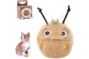 FADCAER Cat Ball Toys,Interactive Plush Toys Balls,Kitten Chirping Balls,Refillable Catnip Toys for Cats,Animal Chirping Cat Balls Automatic Sound,Kitten for Indoor Dog Kitty Kitten Puppy Exercise (Brown)