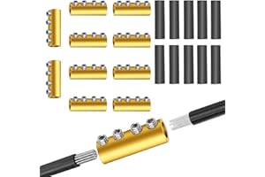 KICDER 10pc 6 AWG Wire Connectors, 80A Quick Terminal for Splicing and Wiring, Circuit Connector with Screws and Heat Shrink Tube Included