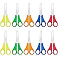 RosewineC 10 Pcs Kids Scissors Children Blunt tip Safety Scissors with CM Scale Preschool Training Scissors Plastic Handle Handmade Scissors for School Office Home Craft Projects