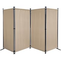 Paravent 4 Parties Quick Star - 220x165 Cm - Tissu Polyester Gris, Cadre Acier - Pour Jardin, Balcon, Intérieur
