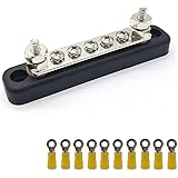 T Tocas 5 Terminal 100 Amp BusBars Kit with 10 Heat Shrink Rings Terminals Power Ground Junction Distribution Block