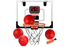‎STAY GENT STAY GENT Mini Basketballkorb Outdoor Indoor Kinder fürs Zimmer mit Ball, Kinder Mini Hoop tür Basketball Korb Outside Wandmontage mit Elektronische Anzeigetafel 4 Balls Ballnetz für Schlafzimmer