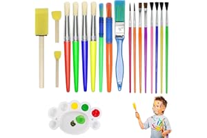 Vexquivera 19Pcs Childrens Paint Brushes Childrens Painting Brushes Set with Paint Palettes Art Paint Brush Set for Kids Children Beginners Toddlers Kids Paint Brushes Paint Brush Set Kids Toddler