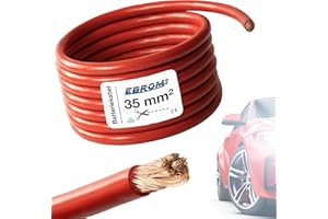 EBROM FLY - Cavo per auto, cavo batteria, colore rosso, sezione 35 mm², al metro, flessibile, 90 ± 5 Shore, 100% rame, guaina speciale PVC FLY FLRy, cavo di avviamento, cavo per auto in 35 mm2