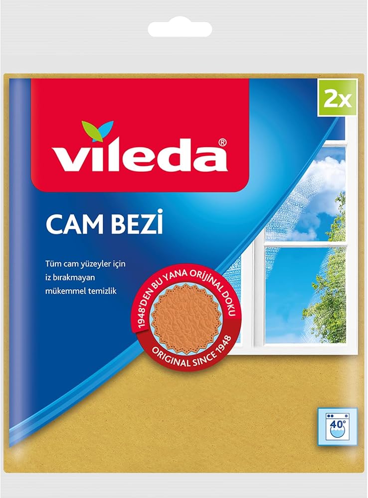 Vileda Cam Bezi, Ekstra Parlaklık, Sarı, 2'li Paket
