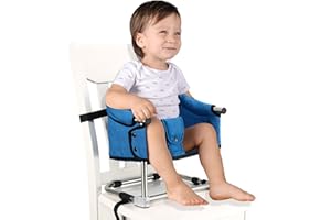Toogel Rehausseur de Chaise Bébé, Siège d'Appoint pour Enfant de 6-36 Mois, Chaise Haute Portable Pliante avec Harnais de Sécurité,3 Hauteurs, Chaise Repas Bébé avec Sac de Voyage (Bleu Clair)