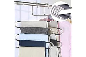 devesanter Wieszaki na spodnie, oszczędność miejsca, antypoślizgowe, 4-pak wieszaków na spodnie w kształcie litery S, wieszaki na ubrania, ze stali nierdzewnej, organizer do przechowywania spodni,