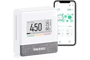 Inkbird Medidor CO2 Bluetooth,IAM-T1 Detector CO2 con Temperatura e Humedad,Control App,E-Ink Pantalla,Batería de Larga Duración,CO2 Monitor Portátil para Casa,Oficina