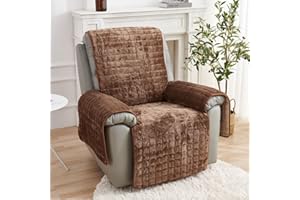 XRDSHY Sofa Armlehnenbezüge, Sesselschoner Sesselauflage, Fernsehsessel Schutzbezug Anti-Rutsch, Block Angeschlossene Sofamatte für Zuhause mit Kindern und Haustieren Hund,Braun1-1 Sitz(53 * 190cm)