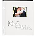 Lanpn Wedding Photo Album 4x6 600 Pocket Photos Slip in, Linen Cover Large Capacity Newlywed Marriage Window Album Hold 600 Horizontal Vertical Photos (Mr & Mrs, White)