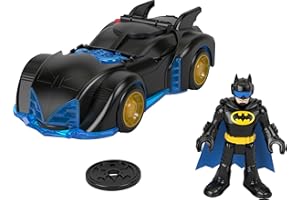 Fisher-Price Imaginext DC Super Friends Batmobil – Wibracje i wyrzutnia Zestaw z figurką, zabawa w naśladowanie dla dzieci od 3 roku życia, HRP08